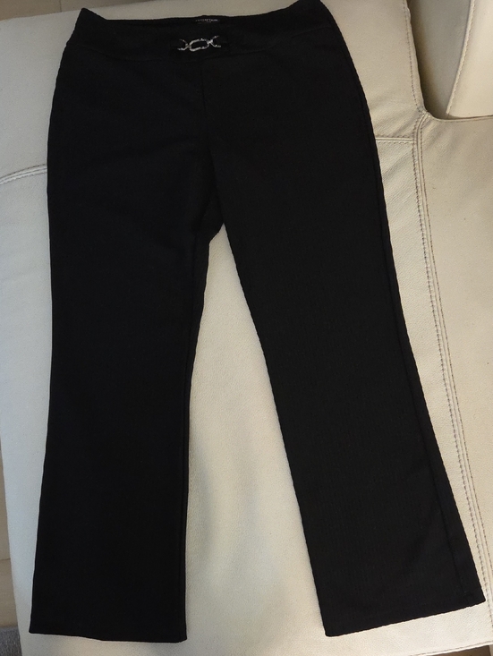 Perseption Pants - Perseption Black Petite Stretch Pants with Silver Logo Detail